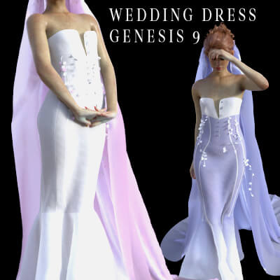 Modern Boned Wedding Dress for Genesis 9