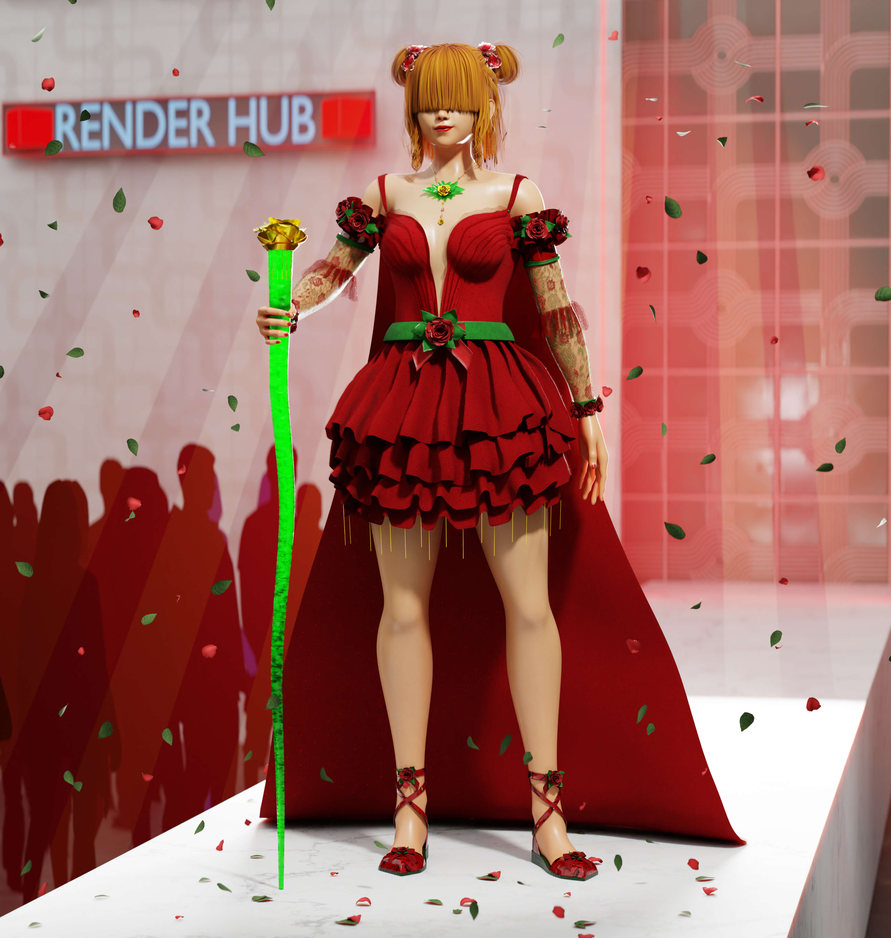 The Rose Empress 3D Render, Digital Art by Alojis