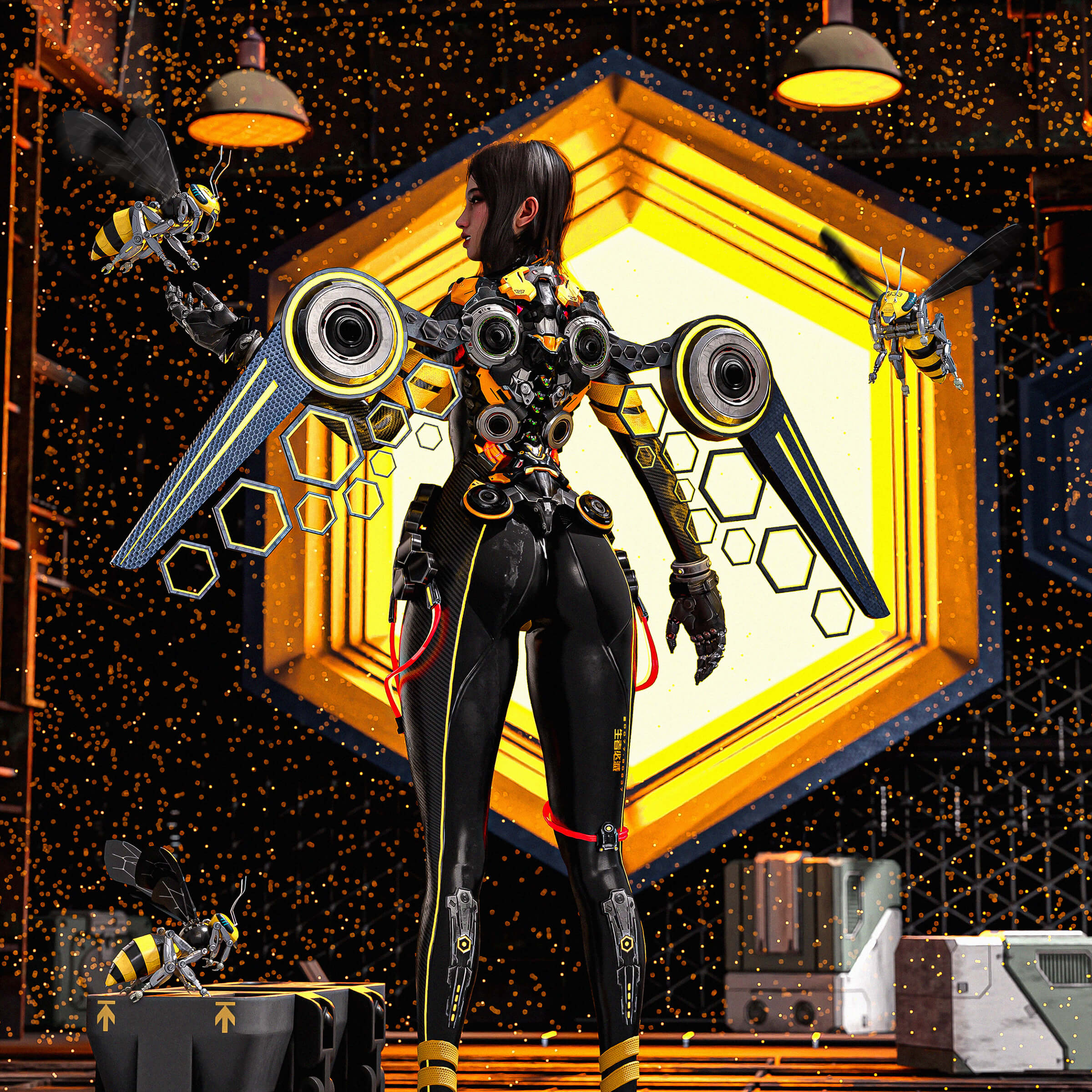 Queen of the Hive 3D Render, Digital Art by Alojis