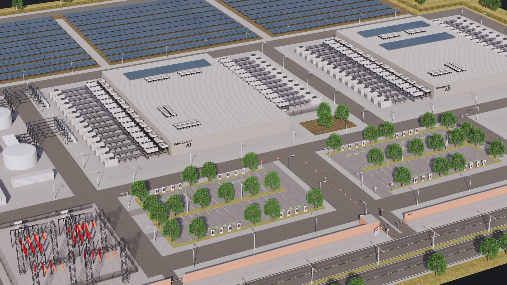 Aws Amazon Data Center Building With Interior - 3D Model by ALPHA3DST