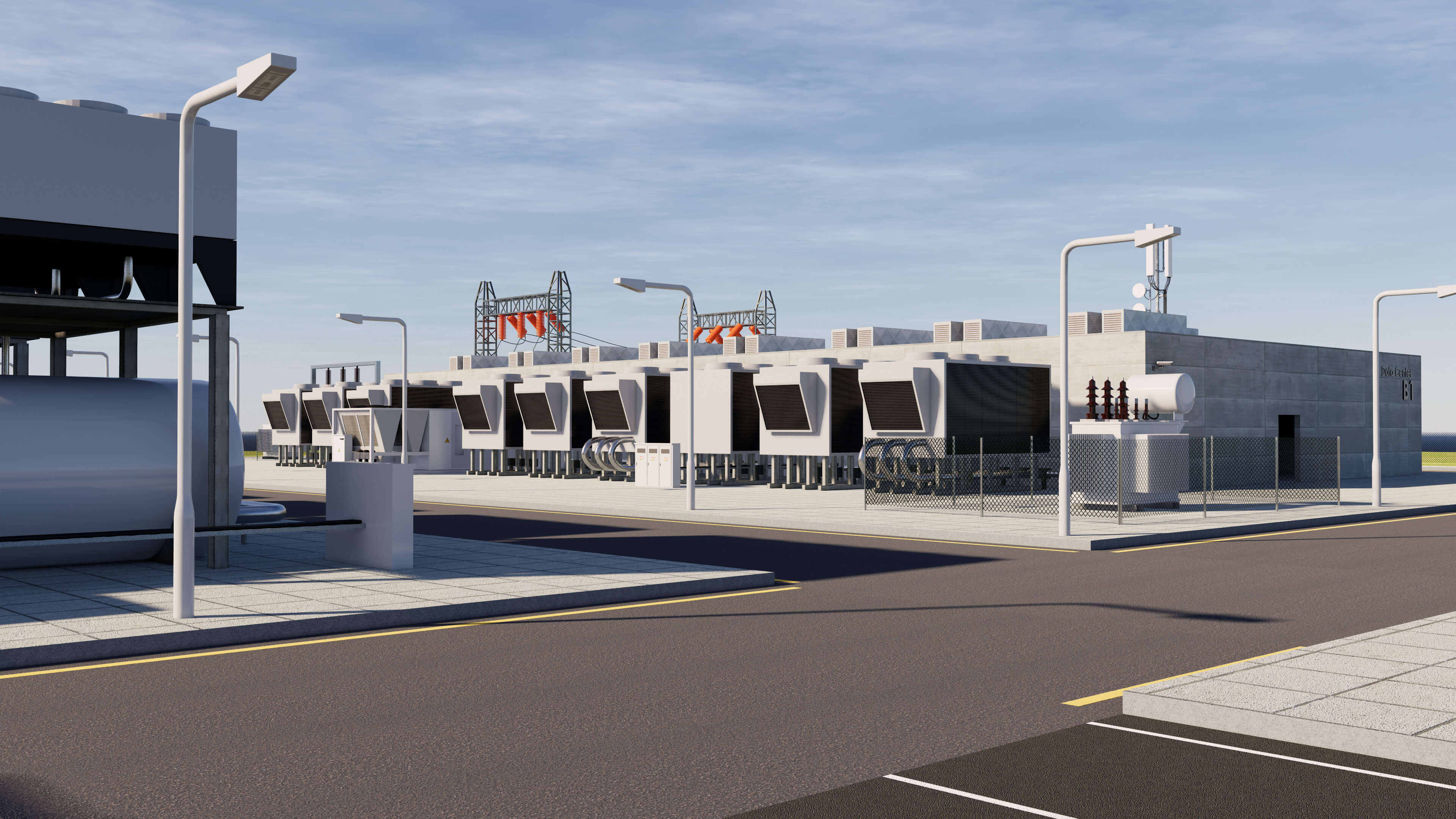 Data Center With Interior and Landscape - 3D Model by ALPHA3DST