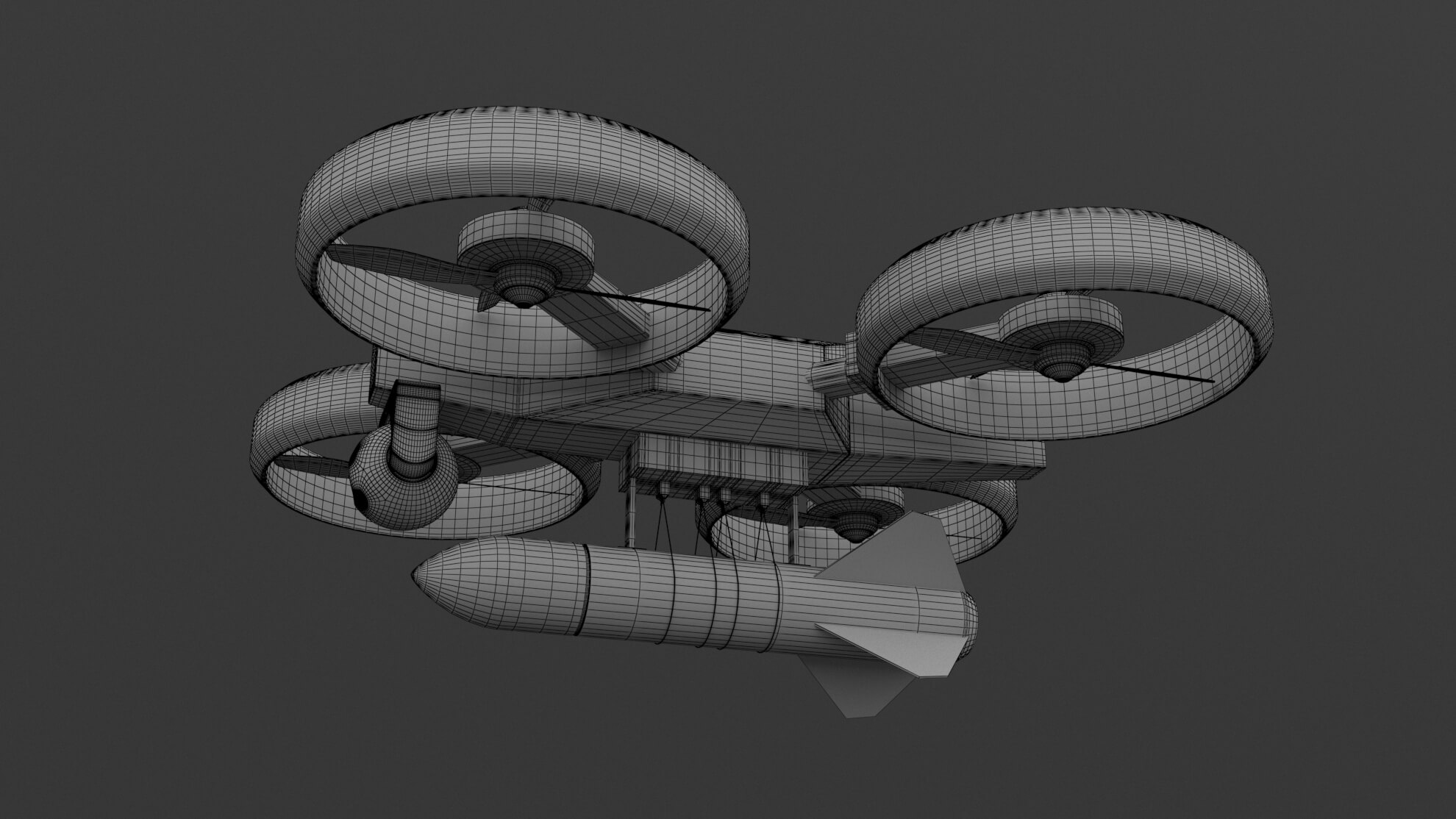 Military Quadrocopter Drone - 3D Model by ALPHA3DST