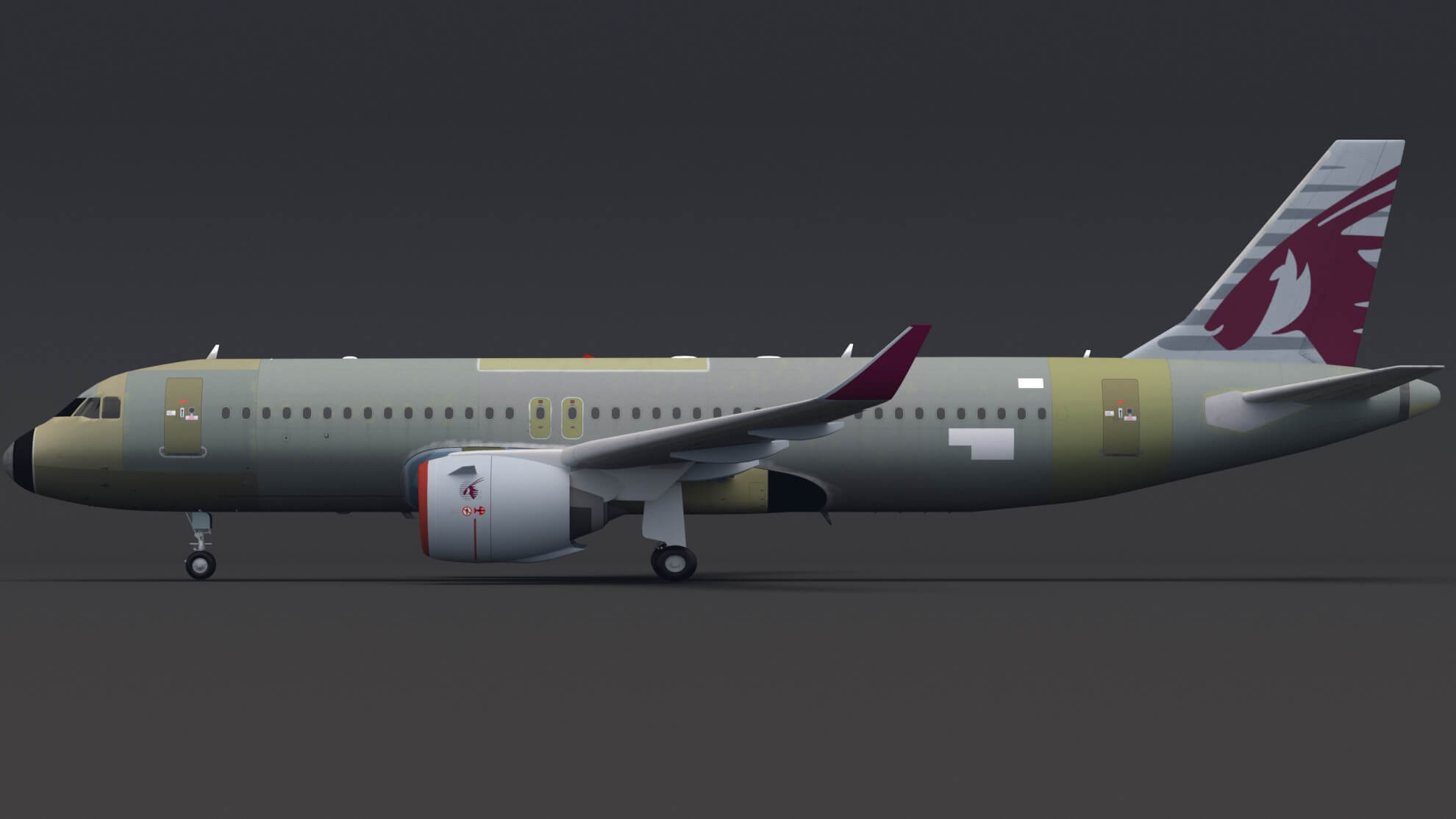 Qatar Airways Airbus A320 Unpainted 3D Model by ALPHA3DST