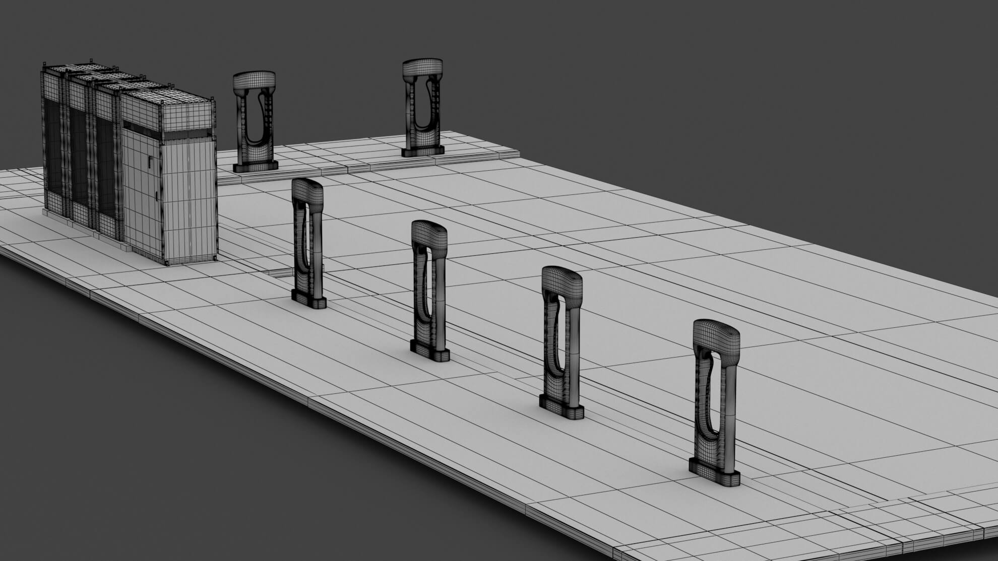 Tesla Supercharger Station - 3D Model by ALPHA3DST