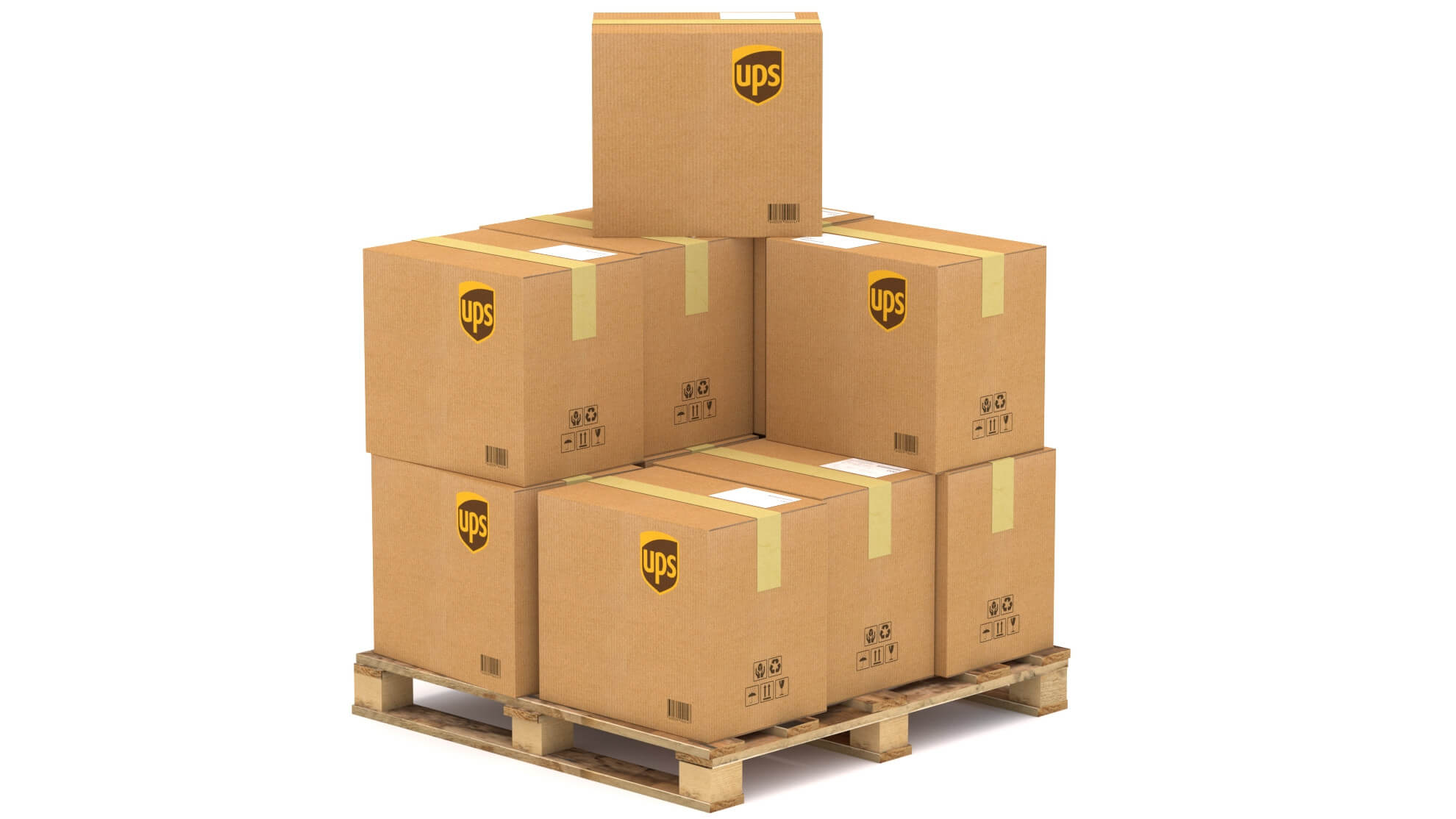 UPS Cardboard Box With Pallet 3D Model by ALPHA3DST