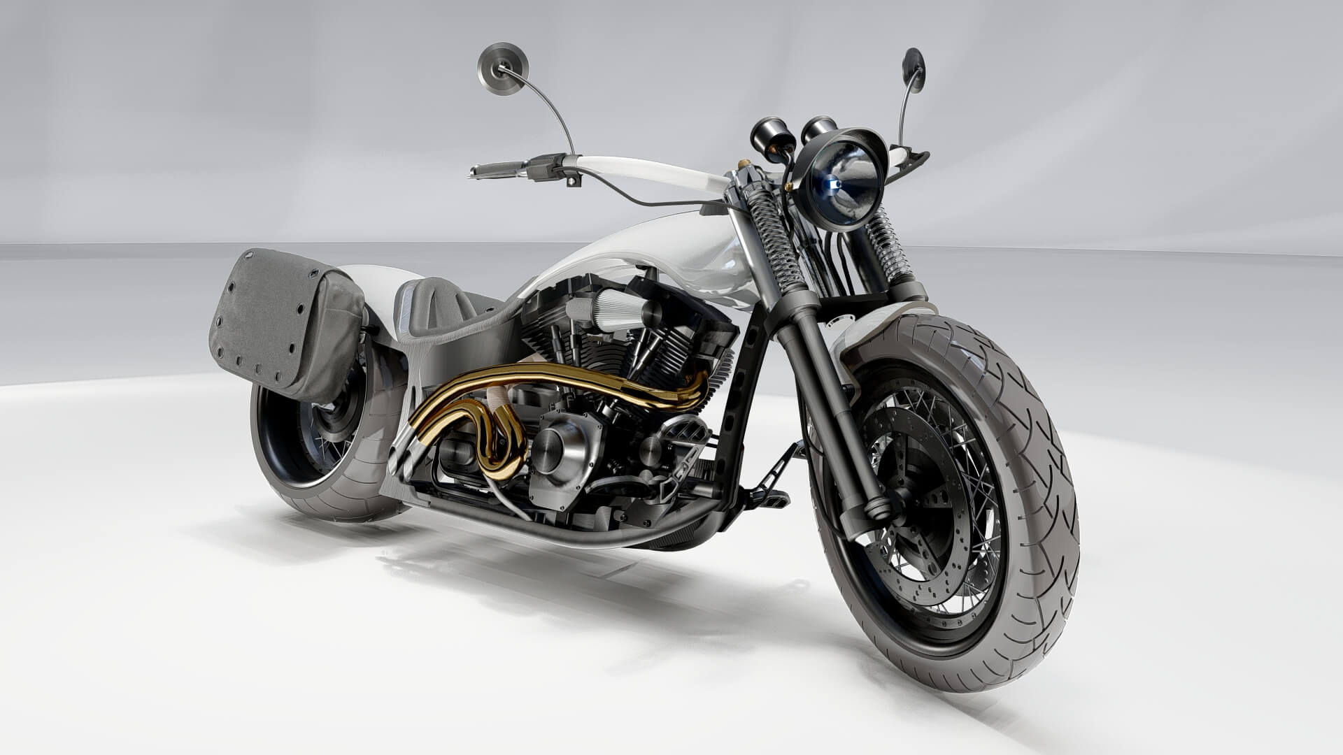 Custom Chopper Motorcycle - 3D Model by AlphaGroup