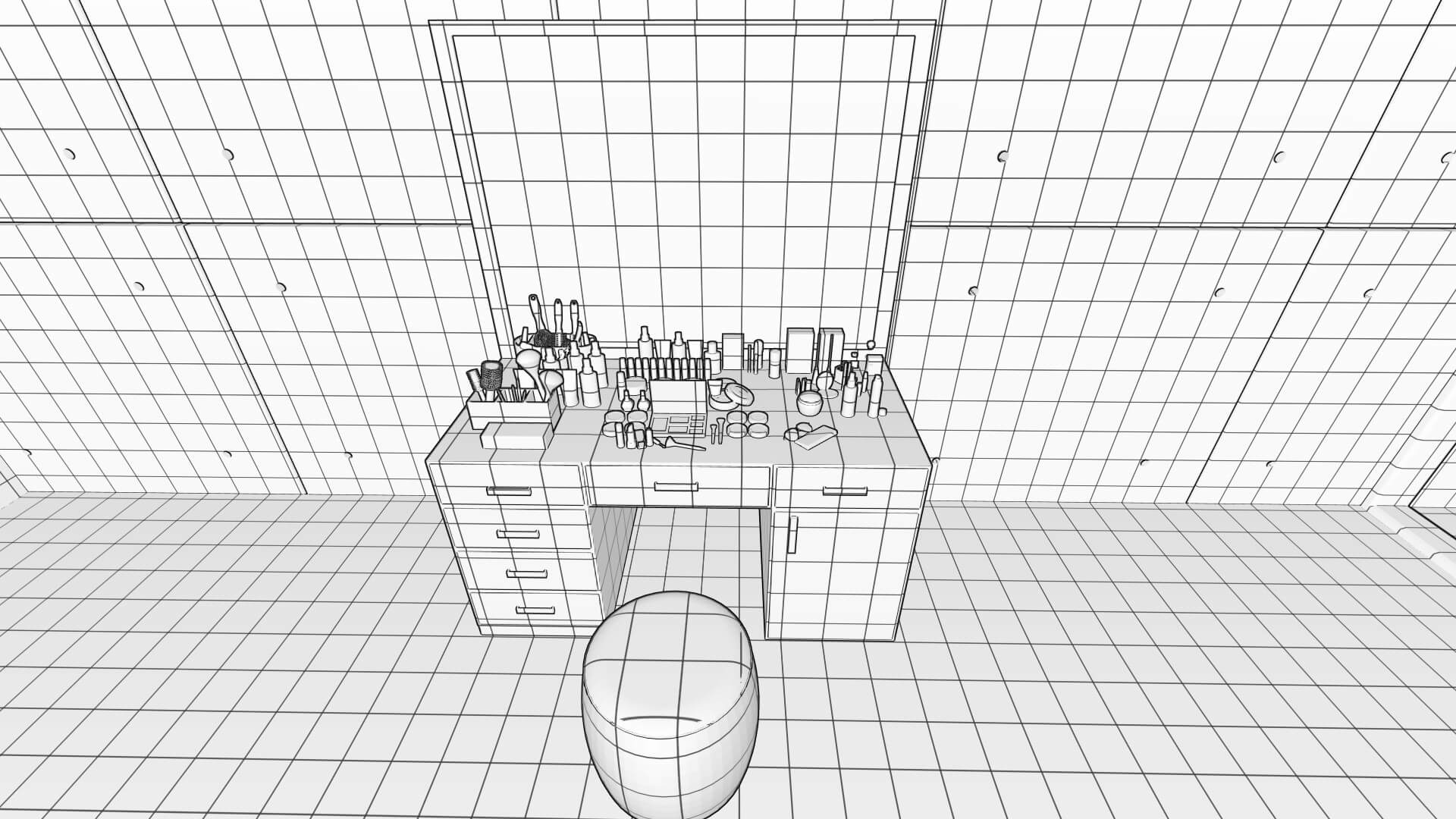 Makeup Desk 3D Model by AlphaGroup