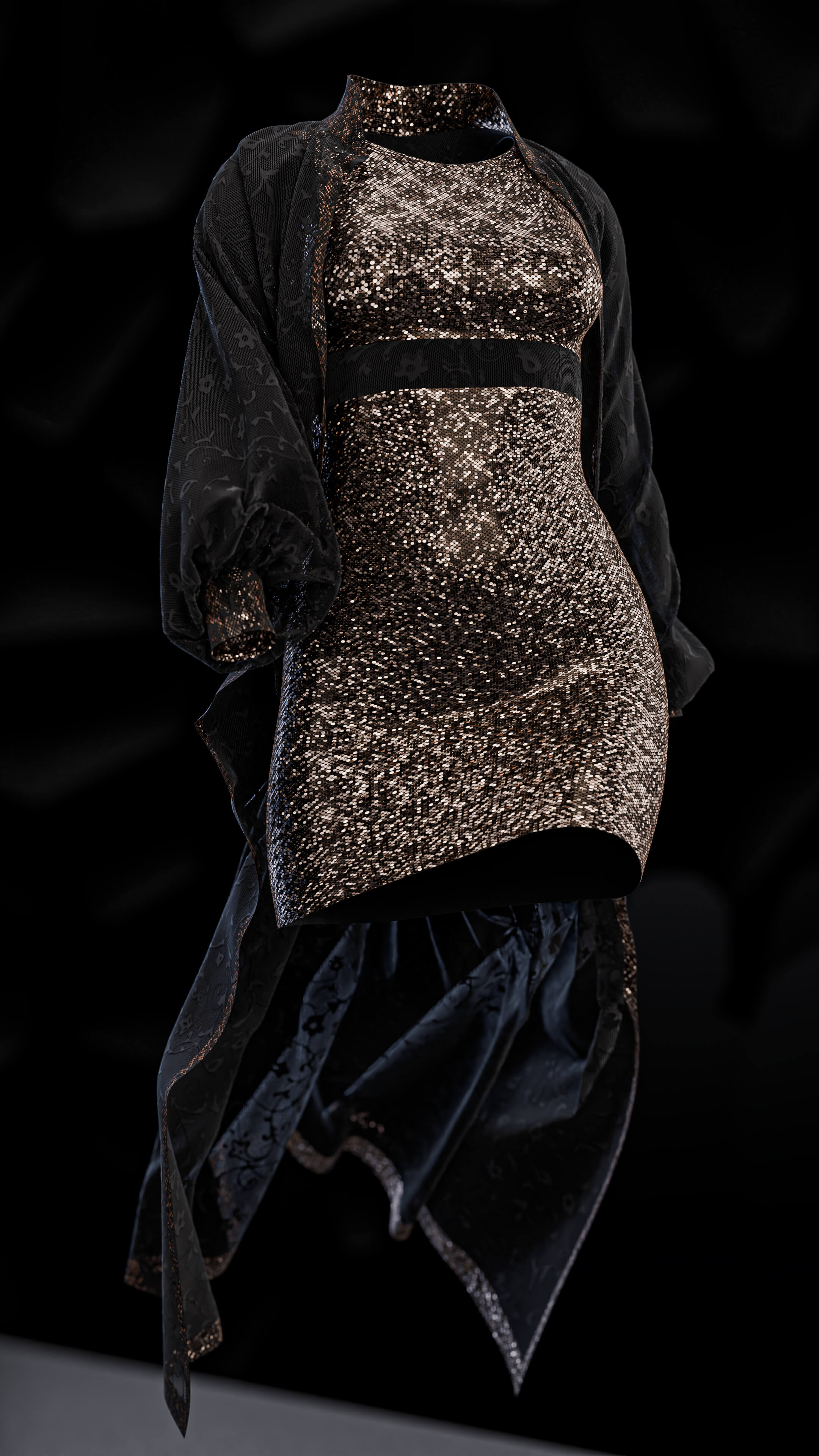 Sequins Dress 3D Render, Digital Art by Alufa Iyioluwa