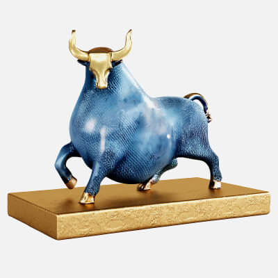 Brass Lucky Bull Statue 3D model
