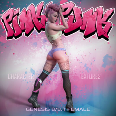 Pinki Punk Character Texture for Genesis 8/8.1 Female by Amouretluxure