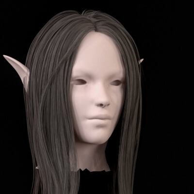 17Elf Hair1 Game Ready - 3D Model by andryuha1981