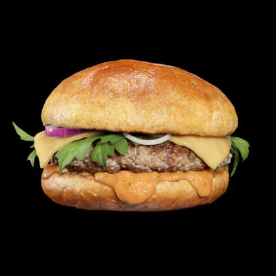 Burger With Cheese and Arugula