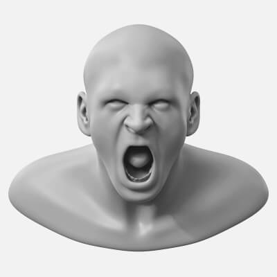 Evil Screaming Man Bust Base Mesh by AnDu