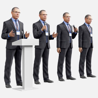 Men Speaking to Audience 4 Poses Set