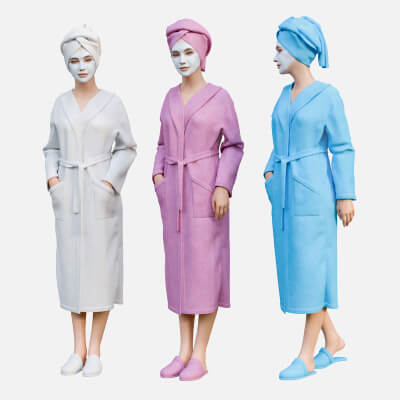 Woman in Plush Terry Cloth Robe by AnDu