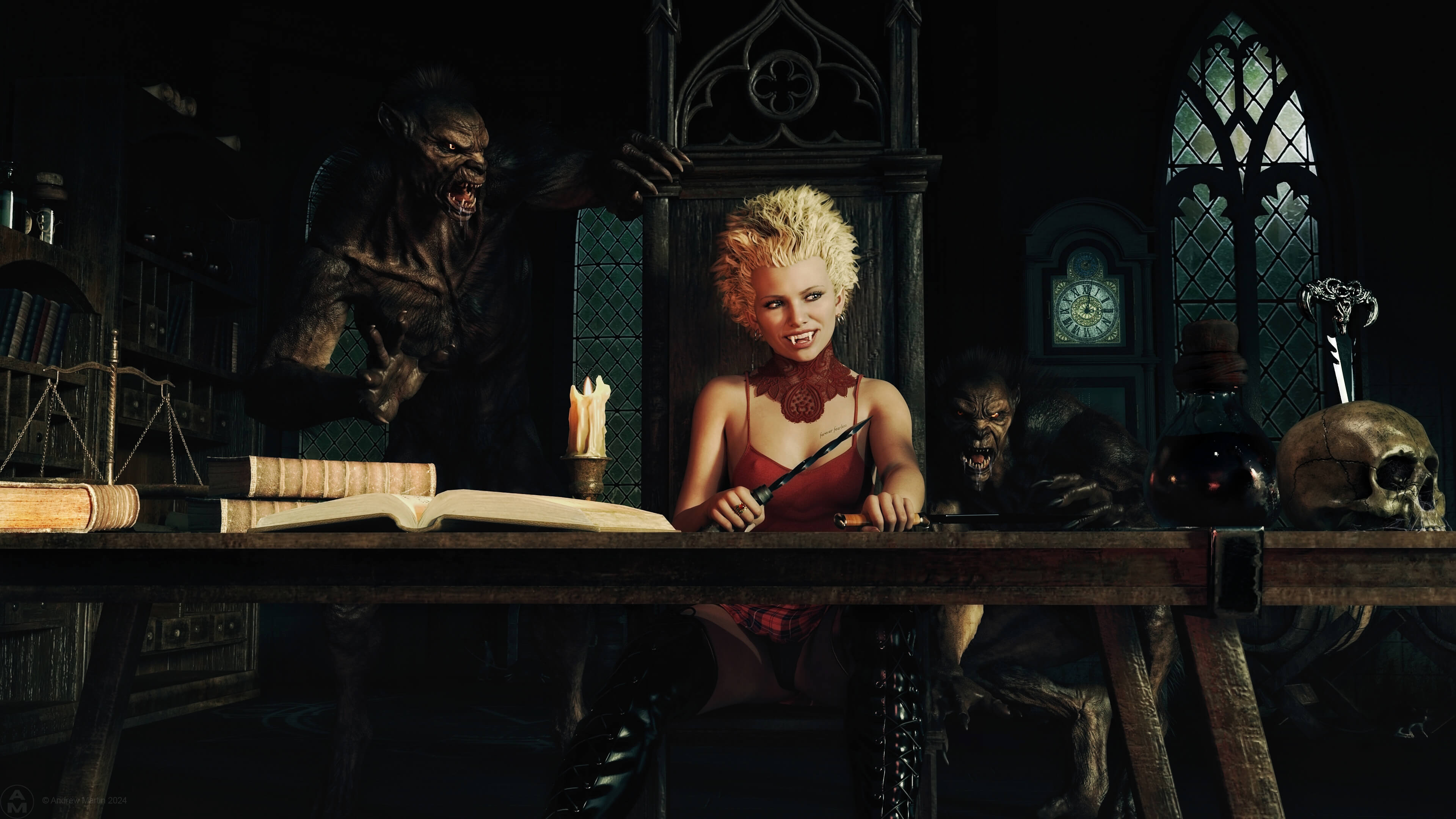 In the Devils Hour part 1 3D Render, Digital Art by AndyM