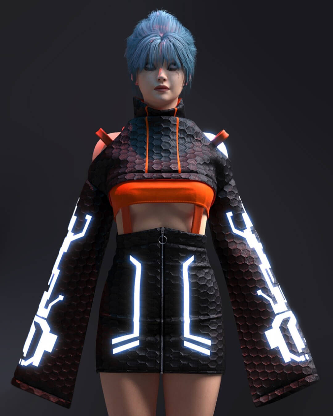 Cyberpunk Style Outfit 3D Render, Digital Art by anescire