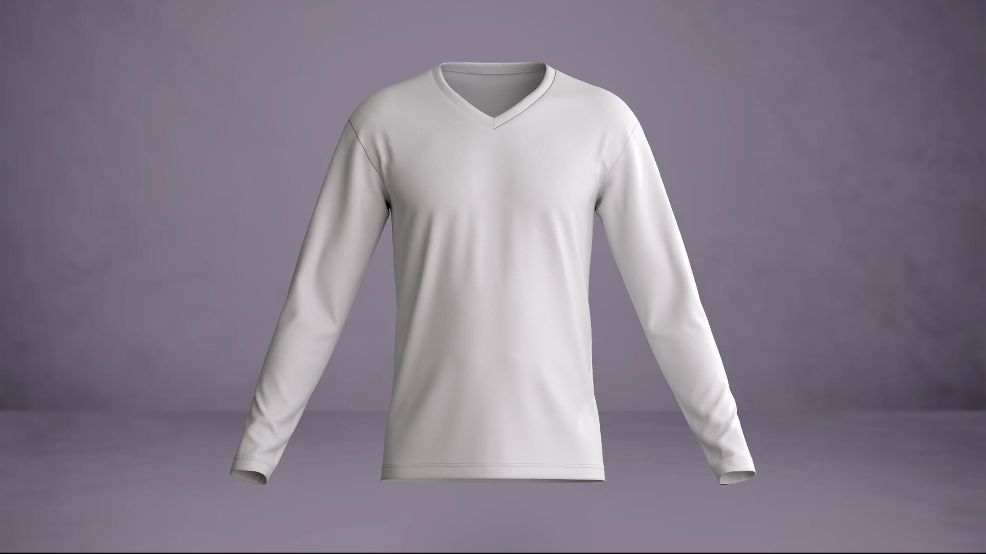 Men's V-Neck Long Sleeve T-Shirt 3D Model by anescire