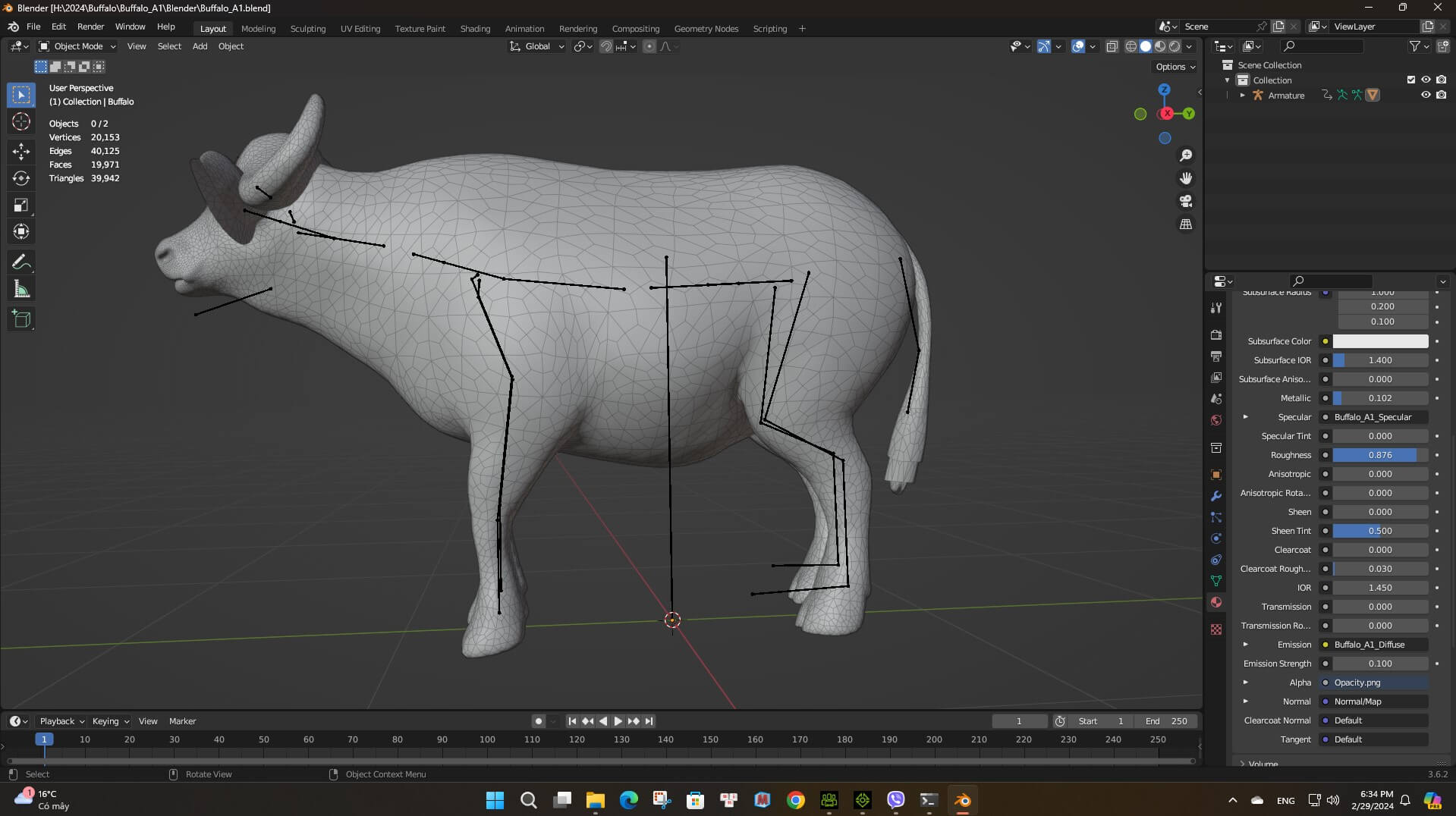 Buffalo A1 Animated - 3D Model by Animated3d