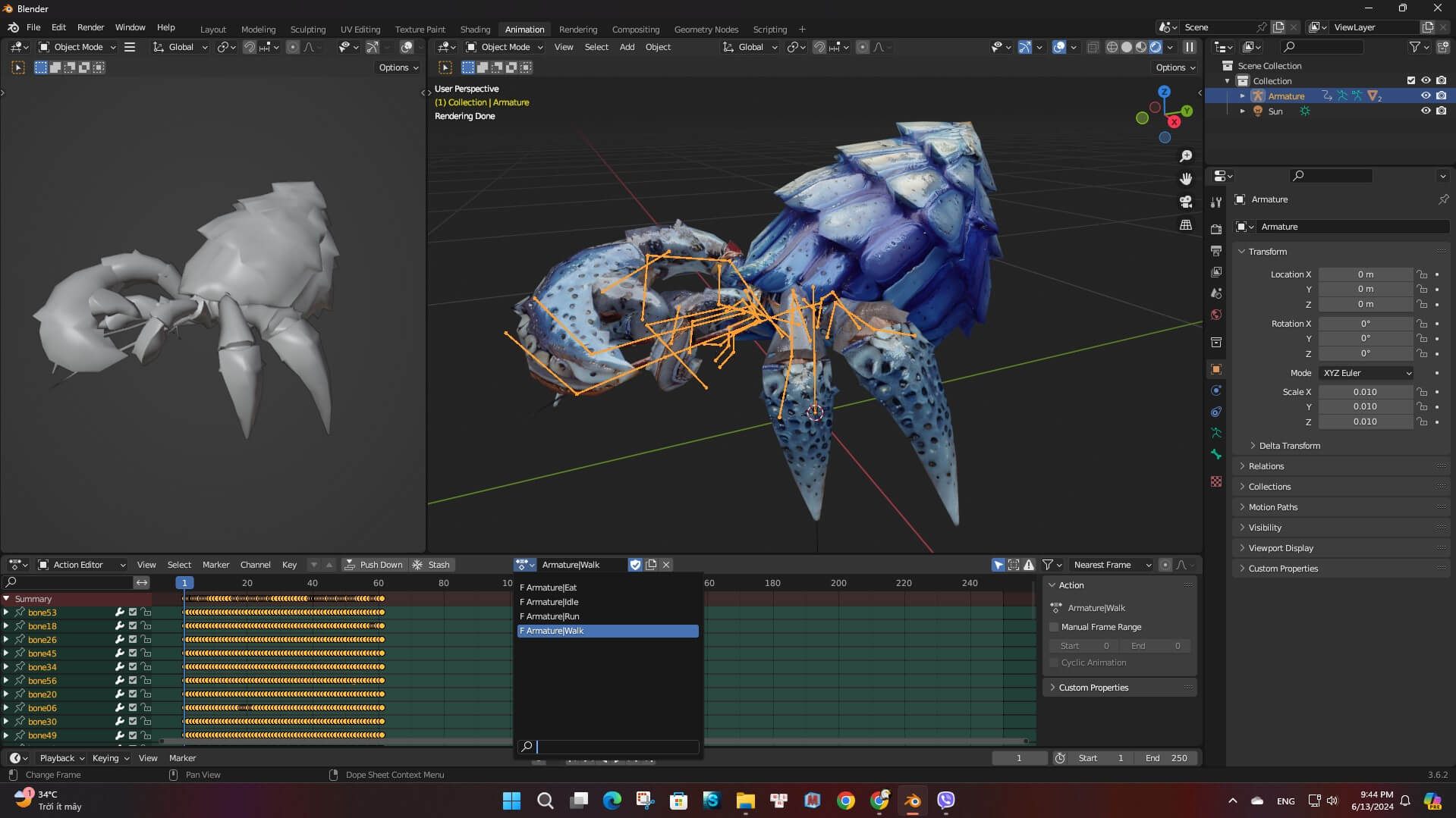 Crab-B3-Animated 3D Model by Animated3d