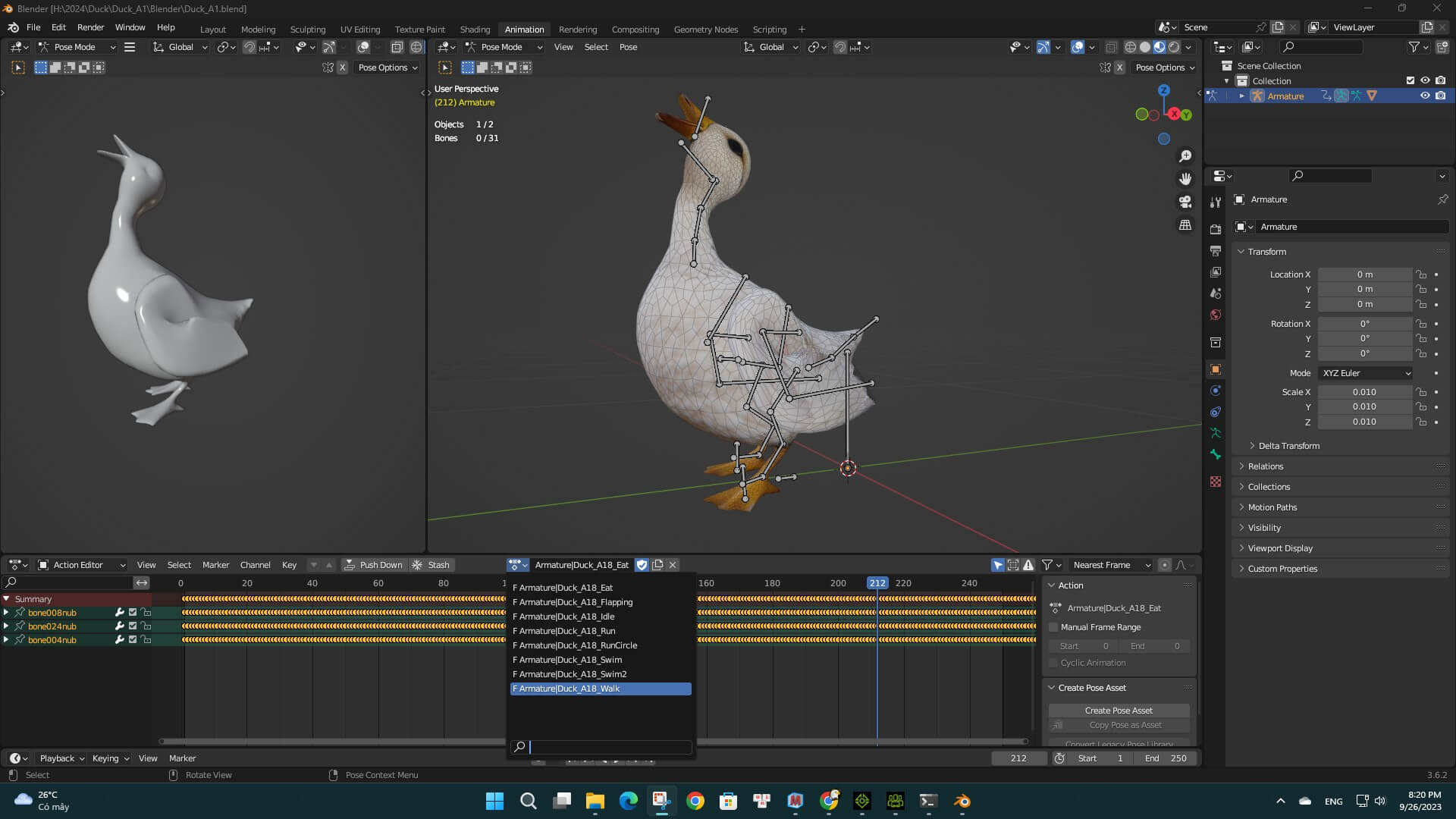 Duck A1 Animated - 3D Model by Animated3d