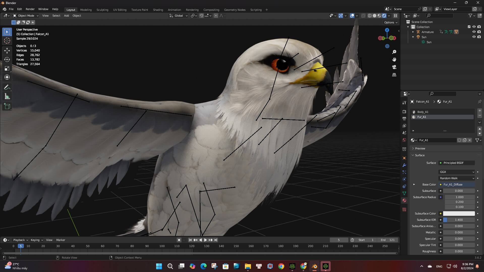 Falcon-A1-Animated 3D Model by Animated3d