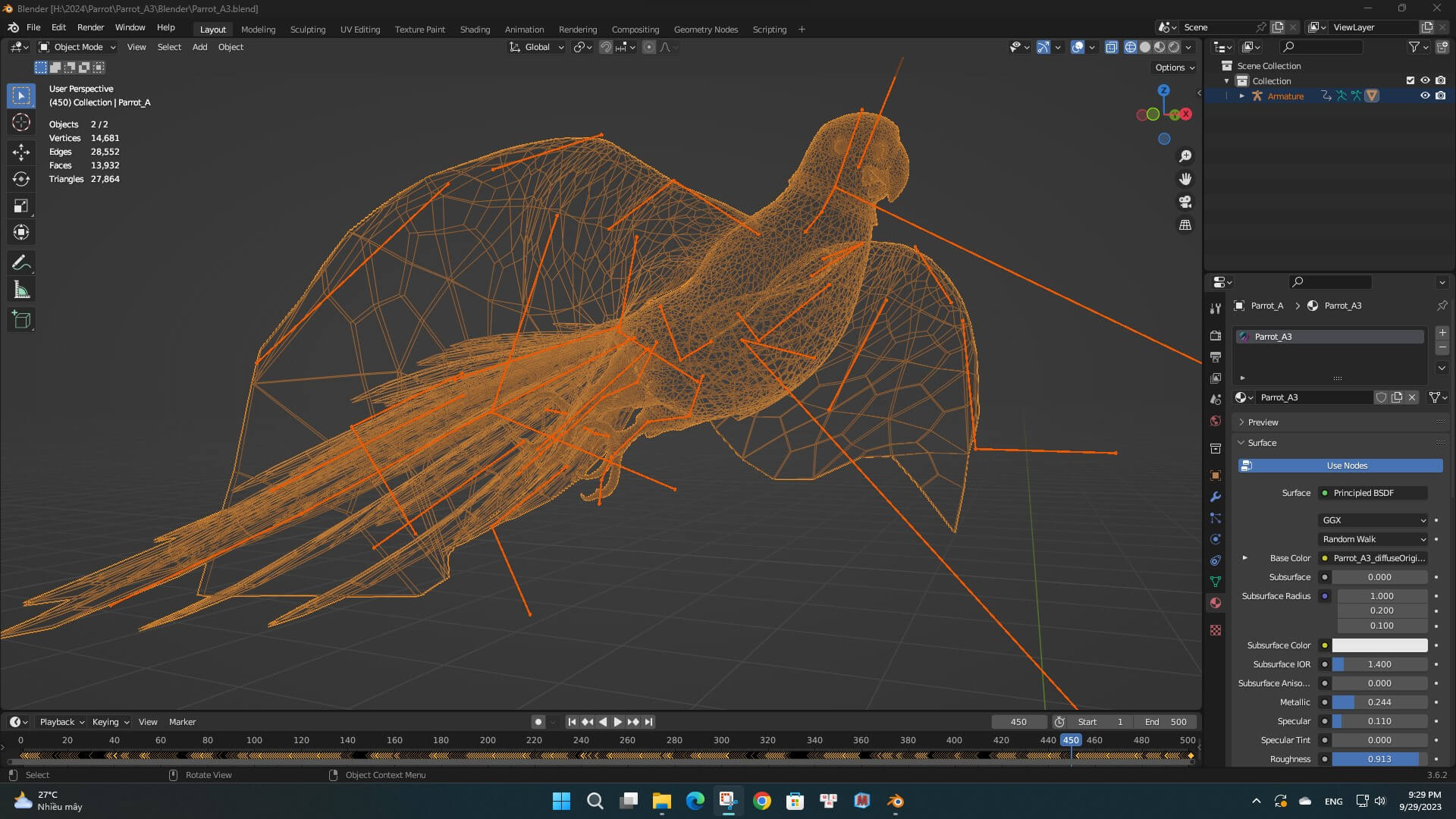 Parrot A3 Animated - 3D Model by Animated3d