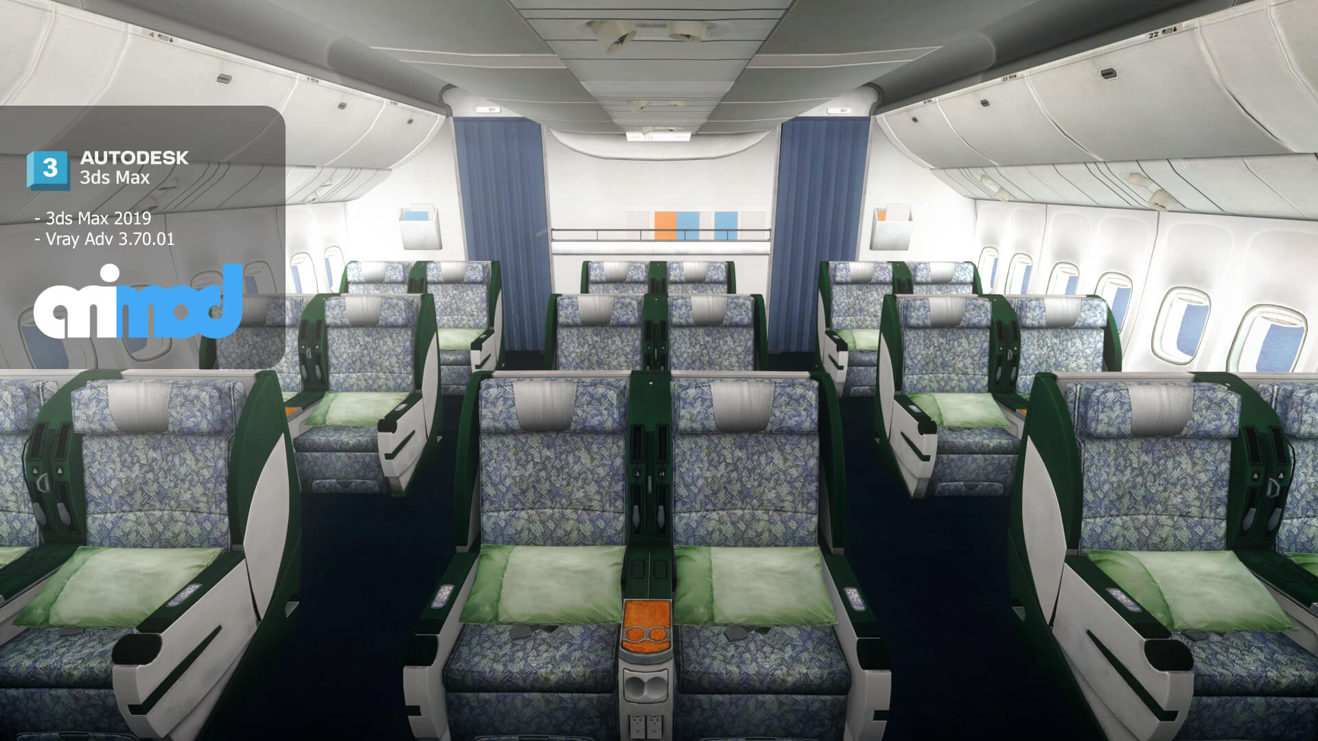Airplane Interior Business Class - 3D Model by animod