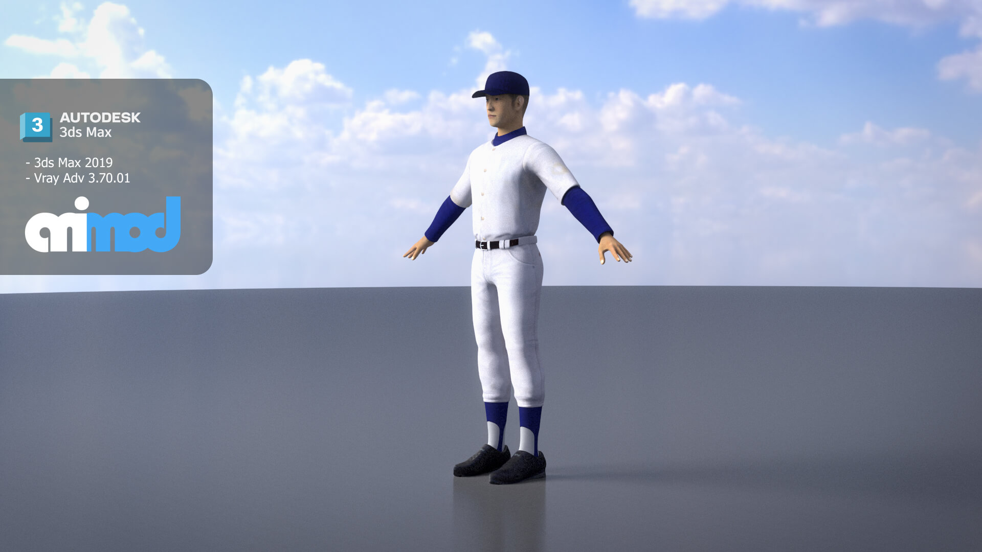 School Baseball Player 0001 - 3D Model by animod