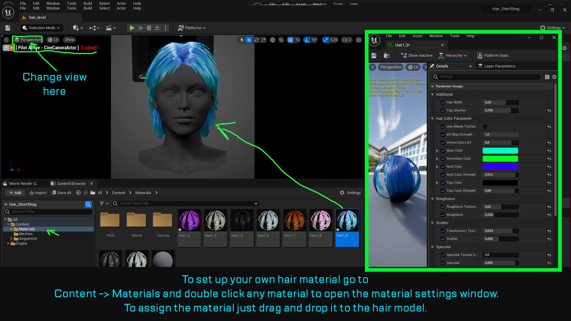 Real-Time Hair Cards - Short Shag Hairstyle 3D Model by annalev