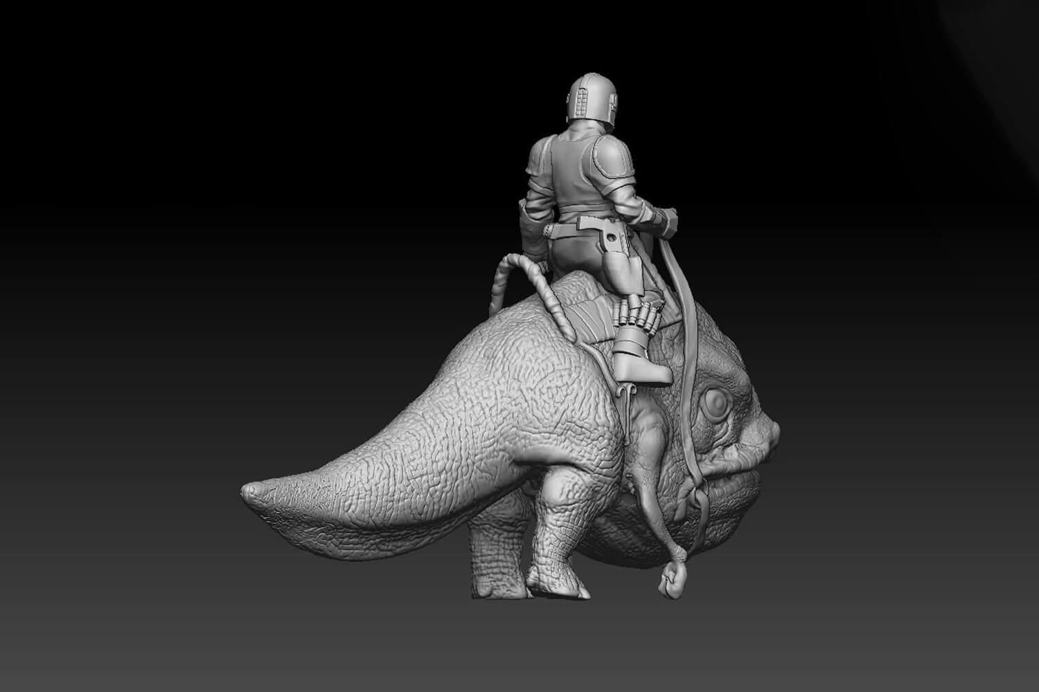 Mando Riding a Blurrg - 3D Model by annwilde88