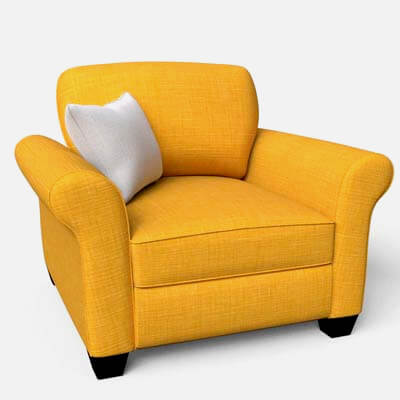 Yellow Fabric Sofa 1 Seater Red