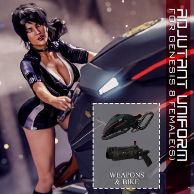 Adjutant Uniform Weapons &amp Bike for Genesis 8 Female