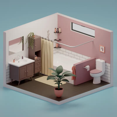 Bathroom & Toilet - 3D Model by ApprenticeRaccoon