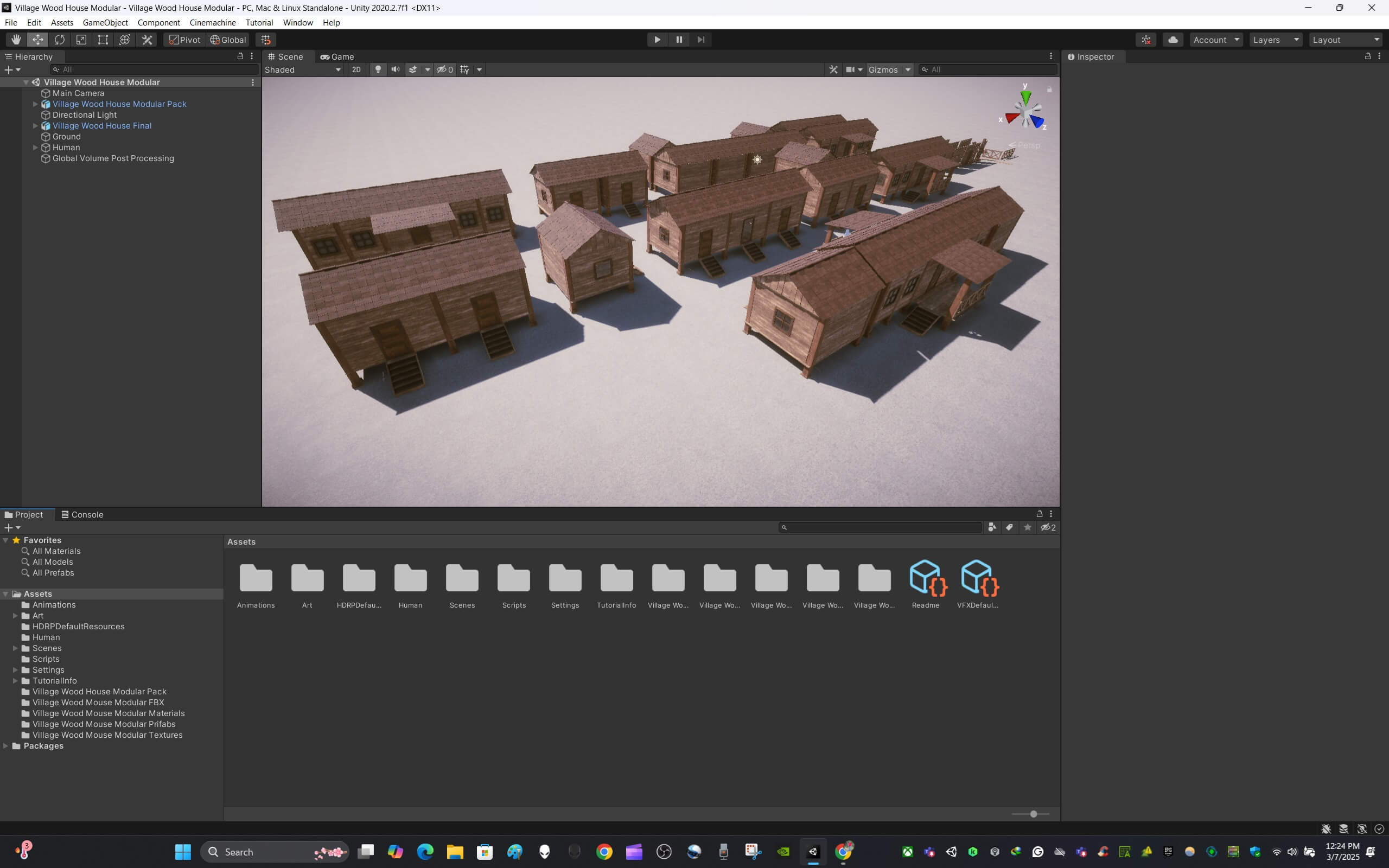 Village Modular Wood House 3D Render, Digital Art by ApuArt