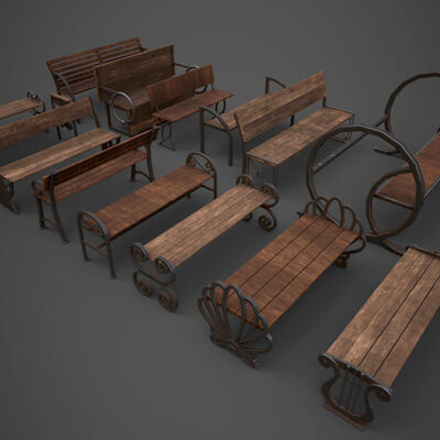 Old City Bench Model Collection by ApuArt