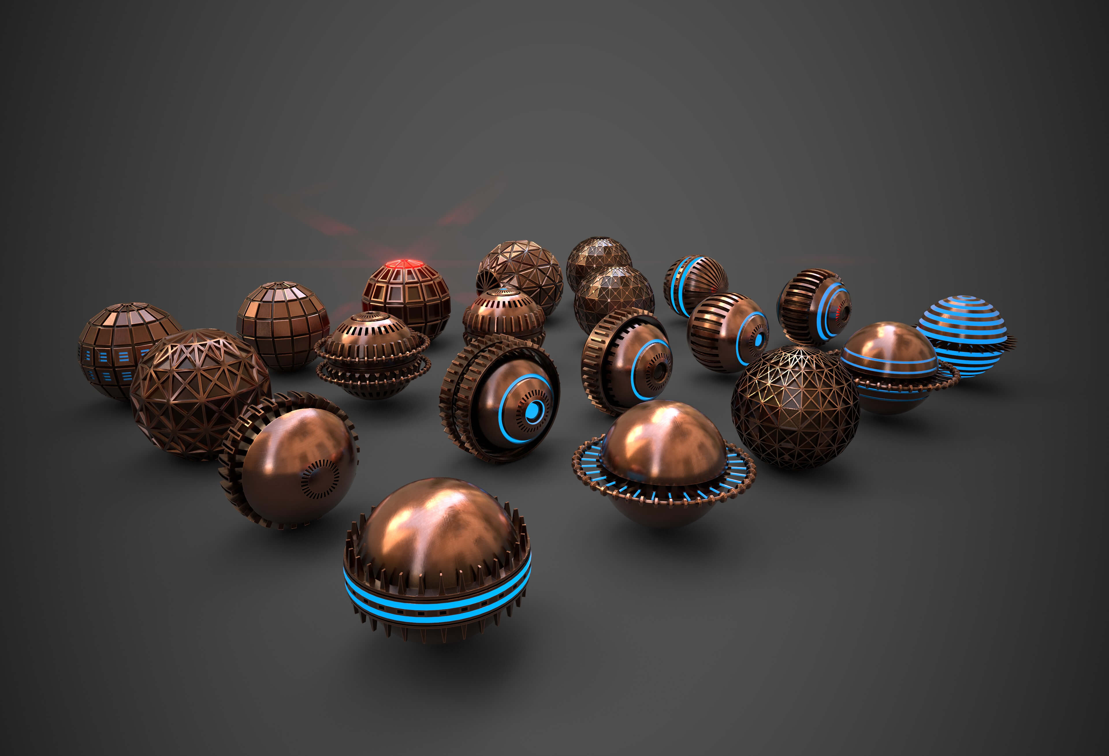 Sci-Fi Sphere Collection Metal Two 3D Model by ApuArt