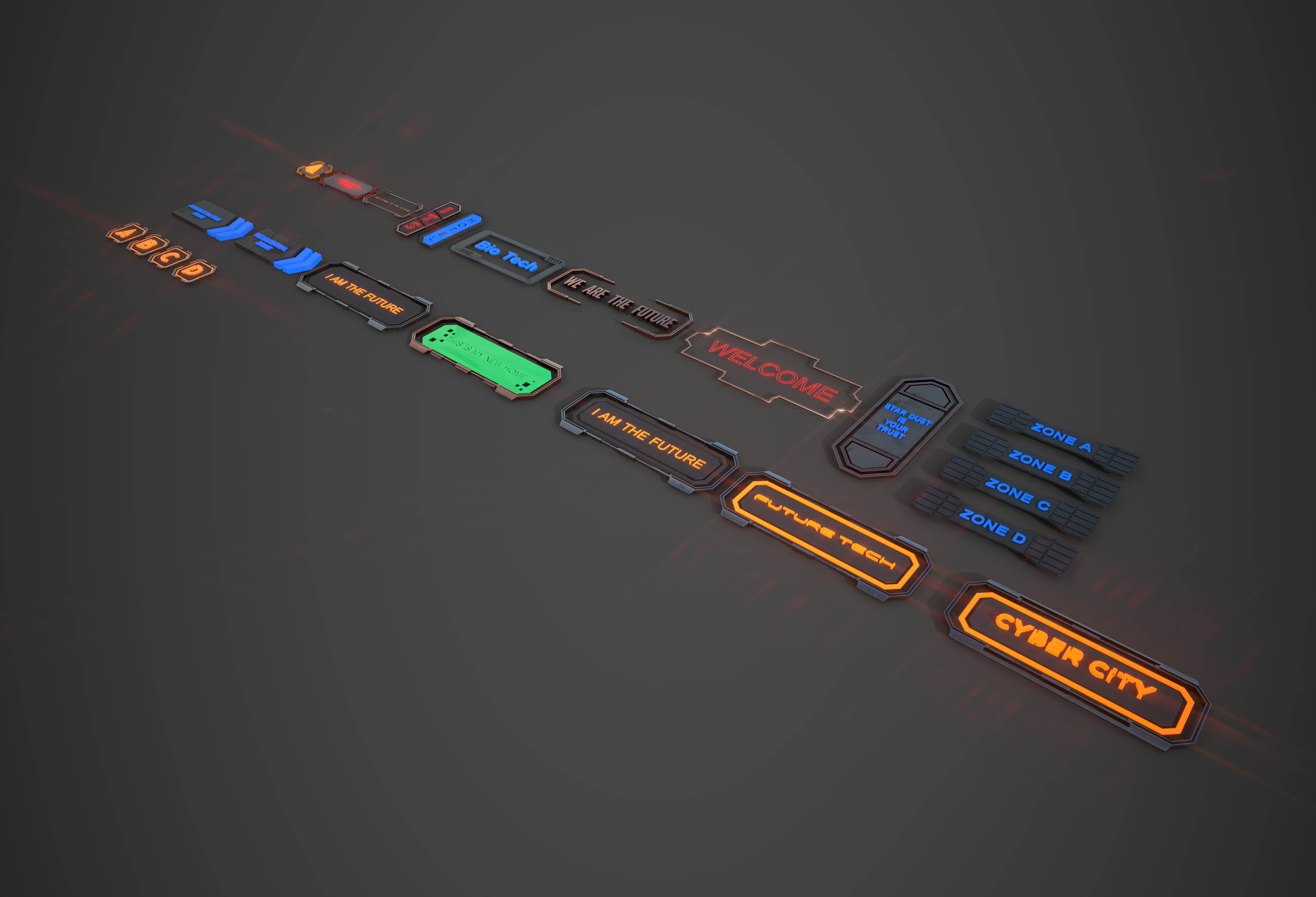 Sci-Fi Signboard Collection 3D Model by ApuArt