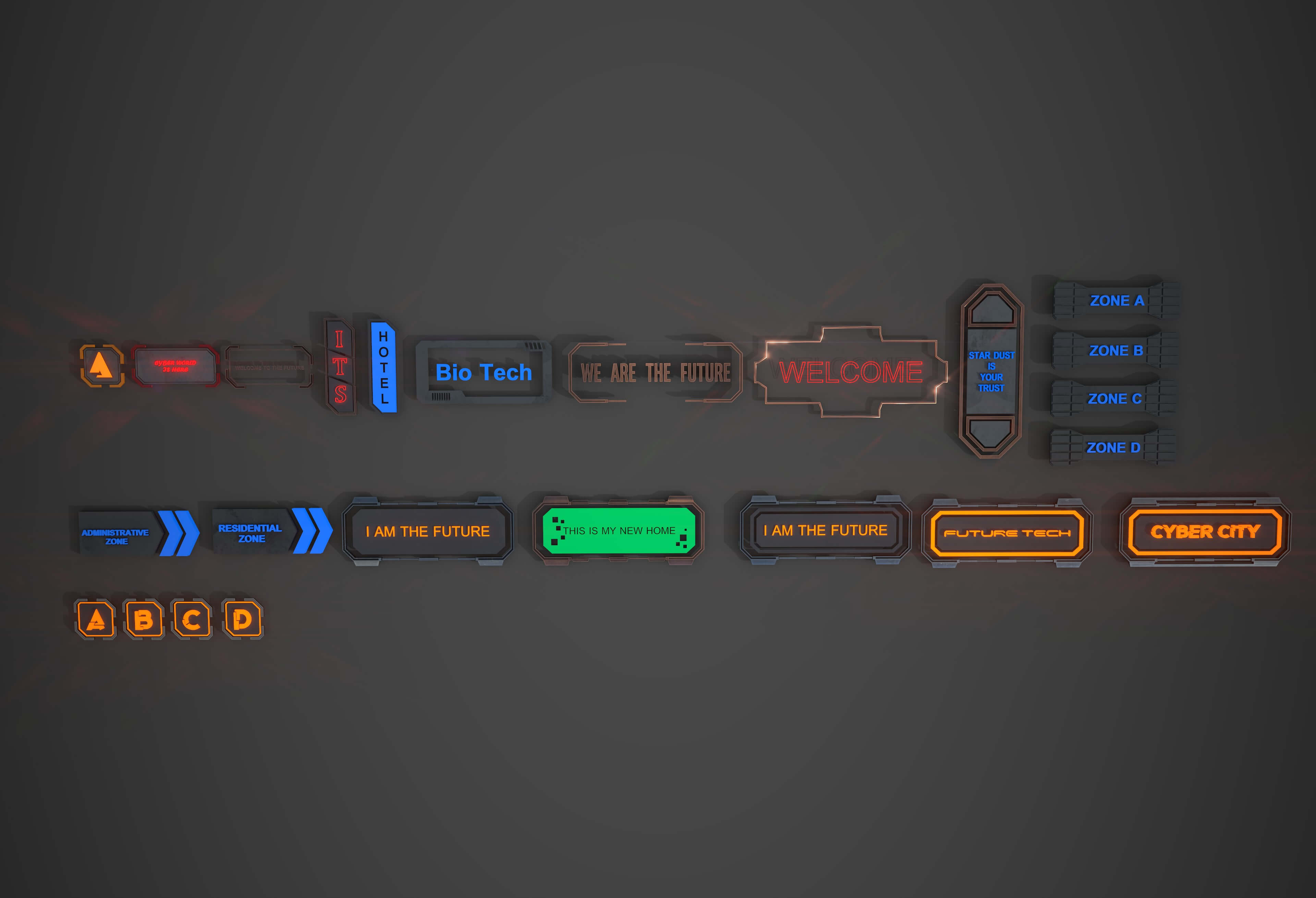 Sci-Fi Signboard Collection 3D Model by ApuArt