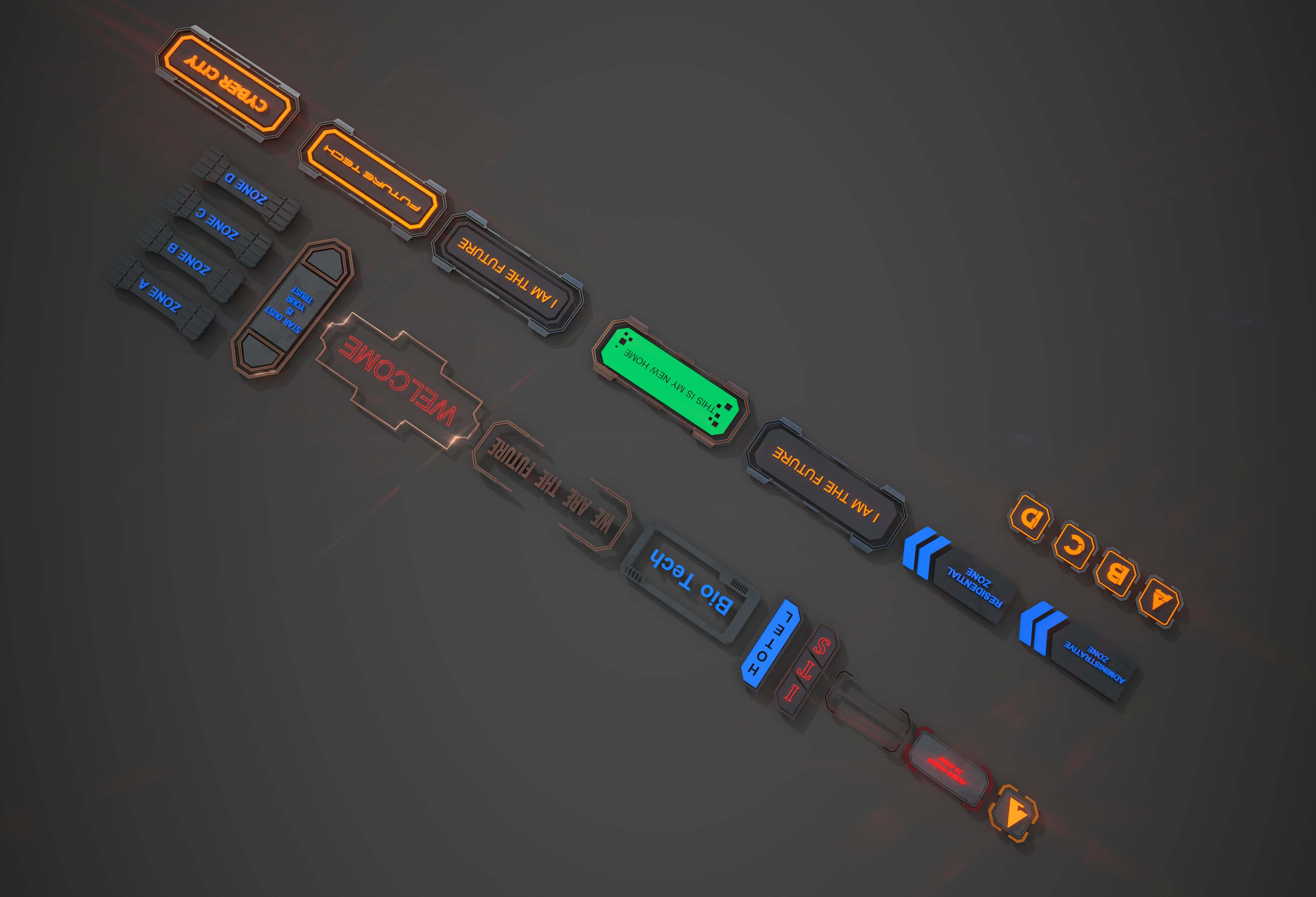 Sci-Fi Signboard Collection 3D Model by ApuArt