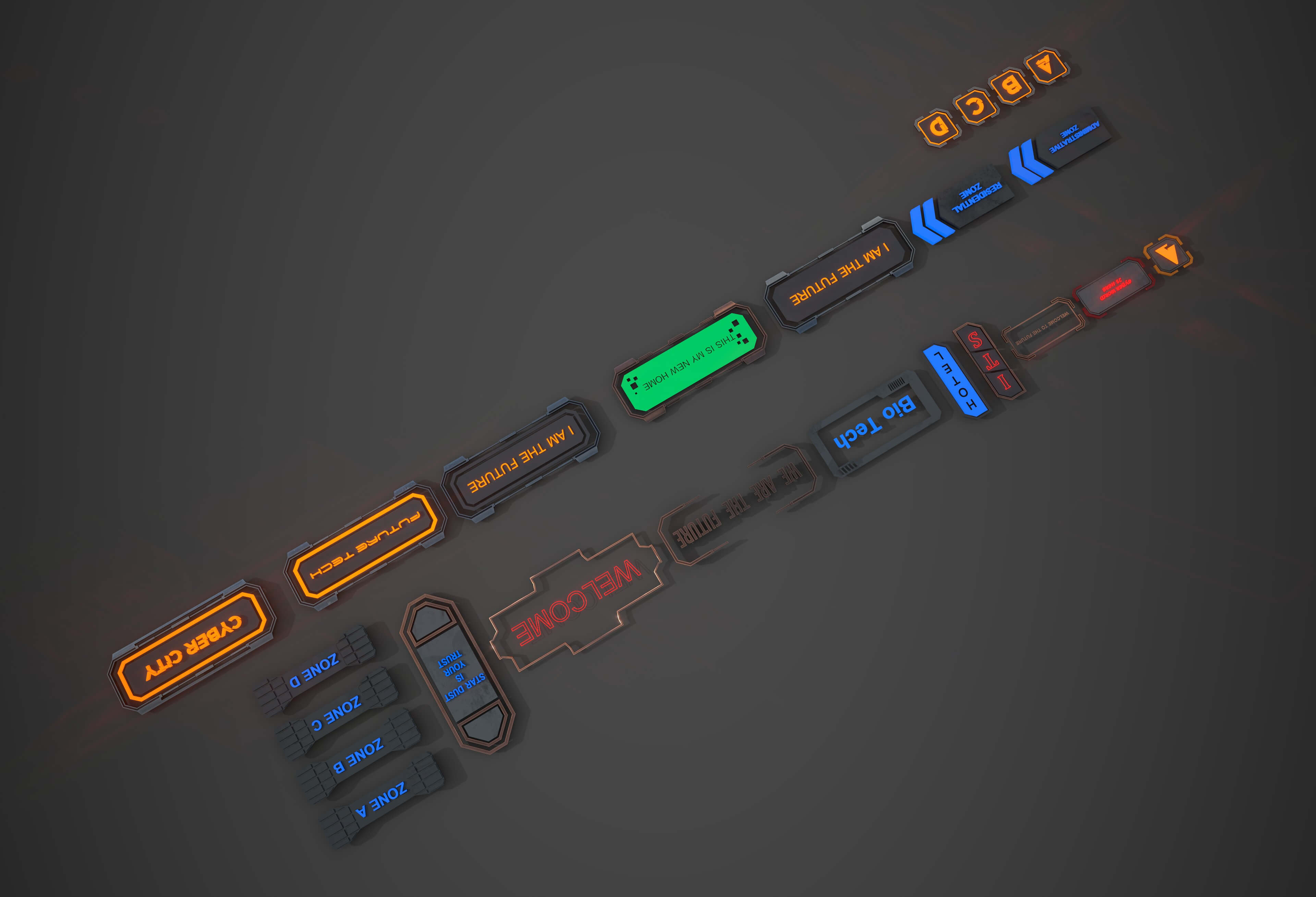 Sci-Fi Signboard Collection 3D Model by ApuArt