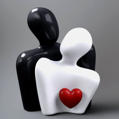 Abstract Romantic Couple Sculpture 3D Model With Heart
