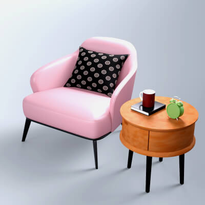 AQ3D Arm Chair With Table