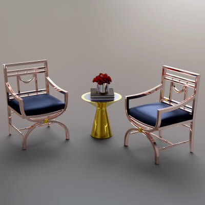 AQ3D Arm Chairs With Table 2