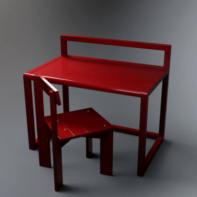Aq3D Children Table and Chair 3