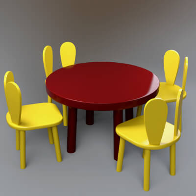 AQ3D Children Table and Chairs 4