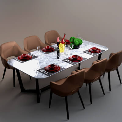 AQ3D Luxury Dining Table and Chairs