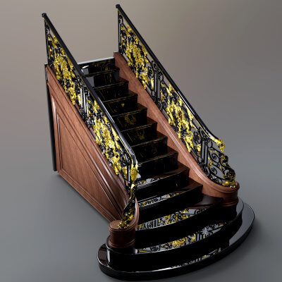 AQ3D Master Marble Staircase With Railing