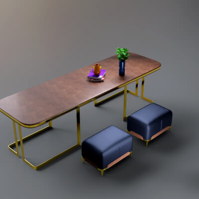 AQ3D Master Table and Stool