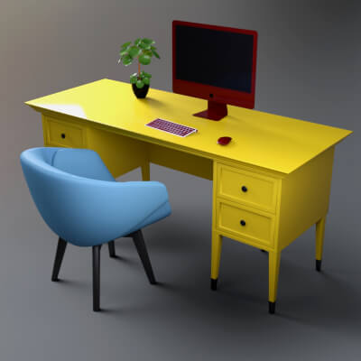 AQ3D Office Work Table and Chair 13